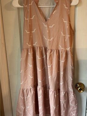Southern Grace Dusty Rose Sleeveless Tiered Dress with White Print